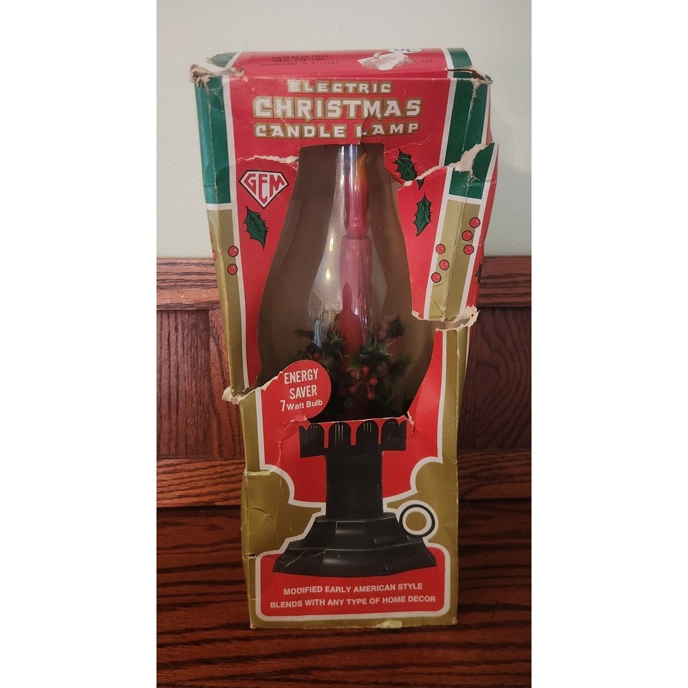 Vintage GEM Electric Christmas Candle Lamp With Original‎ Box